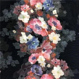 Bán Hot Floral Print Organza Vải Cho In Kỹ Thuật Số