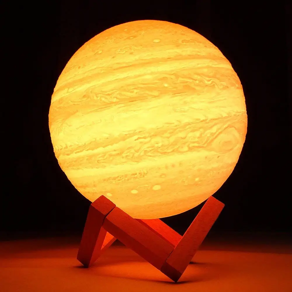 5.9inch 15cm Warm White and Cool White Night Light,Dimmable Sensor LED 3D Printing Jupiter Lamp