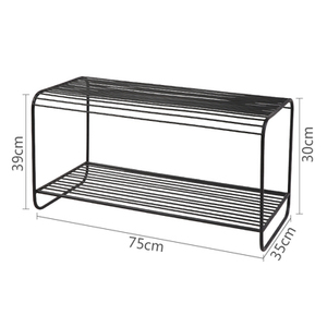 Modern Nordic Black Metal Iron 2 Tiers <strong>Shoe</strong> Rack <strong>Shoe</strong> <strong>Bench</strong> <strong>for</strong> Entryway Closet <strong>Storage</strong> Display - Product Image 2