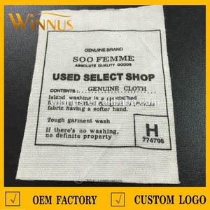 OEM Tùy Chỉnh Túi May Mặc Quần Áo Áo Sơ Mi Jeans Bleach Trắng 100% Cotton Chăm Sóc Nhãn, Lớn Cotton Rửa Nhãn Cho Quần Áo Trẻ Em - Product Image 2