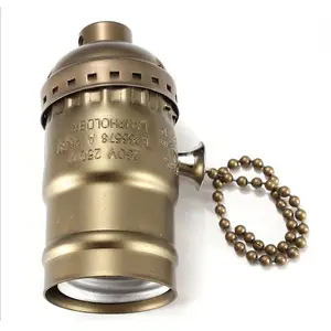 אדיסון Lampholder E26/E27 עתיק אלומיניום מנורת שקע עם למשוך שרשרת