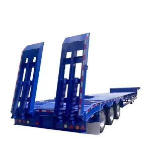 China 3 eje 4 ejes 60 100 toneladas plataforma baja Lowboy chico bajo cargadora de ruedas remolque de cama baja para la venta