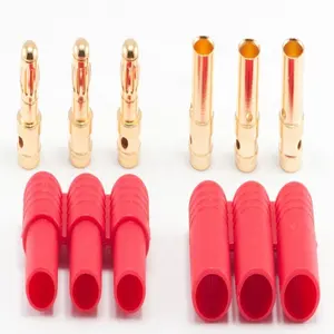 3 Poles Motor/ESC Connectors HXT 3.5mm Gold Plated Bullet Connectors with Red Housing