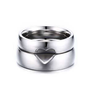 ファッション新作入荷 高品質 カップルリング 316Lステンレススチール ハート刻印 婚約指輪 プロミスリング - Product Image 1