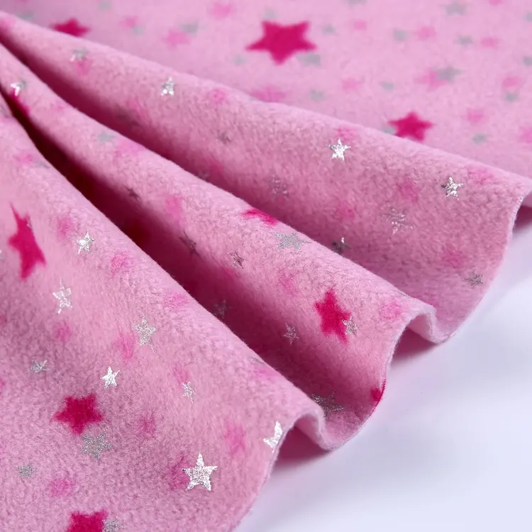 Customized knitted car carpet polar fleece fabric printed with stars pattern