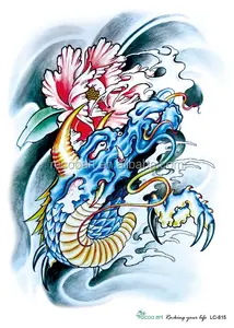 LC-815/длительный Татуировка шток конструкций поддельные водонепроницаемое временное тату наклейка большой татуировкой дракона синий