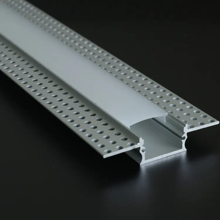 Strip Plester Gypsum Saluran Lampu Drywall LED Aluminium Ekstrusi Pc Led Bingkai Profil Aluminium AL-D06 64*9.8Mm Persegi