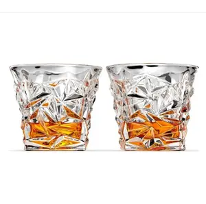 Lunettes à café en forme de verre, petit ruban, verre à whisky, coupe diamant, vin glacé, OEM Transparent, 300ML LFGB