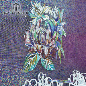 Mosaïque murale décorative personnalisée, moderne et unique, en verre, motif <span class=keywords><strong>de</strong></span> fleurs <span class=keywords><strong>de</strong></span> lys violettes, style <span class=keywords><strong>parquet</strong></span> - Product Image 4