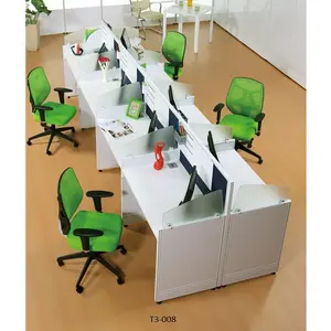 Small office 8 seater wooden cubicle cabin modular open elegant workstation executive computer working clerk staff table desk