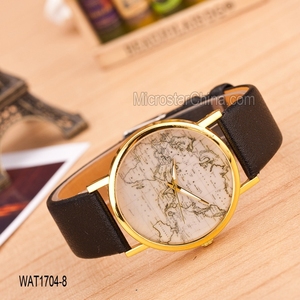 2015 nueva barato mapa del cuarzo <span class=keywords><strong>mujer</strong></span> color rosa banda <span class=keywords><strong>de</strong></span> cuero reloj - Product Image 5