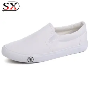 2018 Bán Buôn Trung Quốc Nhà Sản Xuất Đồng Bằng Sneakers Men Trắng Giày Vải