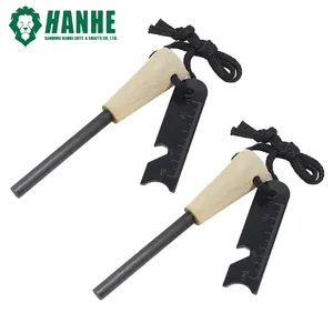 Cắm trại khẩn cấp magiê 6 inch lửa thép ferrocerium Rod Flint lửa khởi động Survival công cụ với tay cầm bằng gỗ