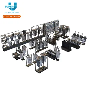 Custom Metal Frame Floor Stand Wholesale Department Wooden T Shirt Display Shelving for Garment Retail Shop