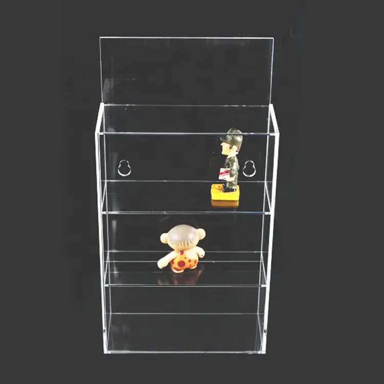 Clear acrylic toy display case plexiglass wall mounted hanging toy doll display rack