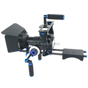 Beste koop professionele camera kooi rig kit voor DSLR canon schouder houder video camera stabilisator met follow focus