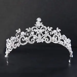 Gelin için Genya kristal taç gümüş takı düğün tiaras prenses kafa gelin kristal Tiaras 2024