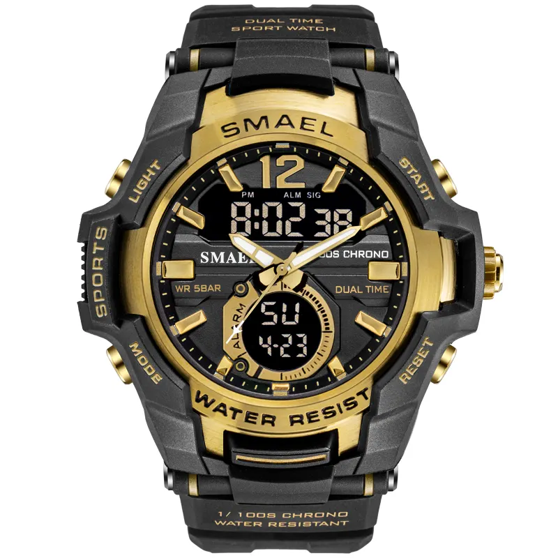 SMAEL 1805 Homens Relógios Esporte De Quartzo Dupla Afixação de Tempo Digital Relógio de Plástico À Prova D' Água Relógio Militar Dos Homens Relógio de Pulso Relogio masculino