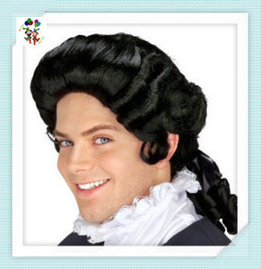 Perruques de fête de <span class=keywords><strong>carnaval</strong></span> de couleur noire pour <span class=keywords><strong>homme</strong></span> colonial synthétique bon marché HPC-1332 - Product Image 2