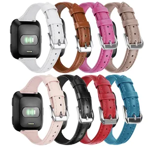 Tschick Original Leder Ersatz band Verstellbare Armbänder Klassisches Armband für Fitbit Versa Fitness Smart Watch