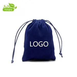 Custom logo printed custom printed drawstring shoe bags small mini jewelry velvet drawstring bag