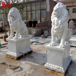 Scultura leone guardiano statua in vendita marmo pietra bianco su misura dimensioni pietra naturale colore moderno SH-SHENGHUA vita occidentale - Product Image 3