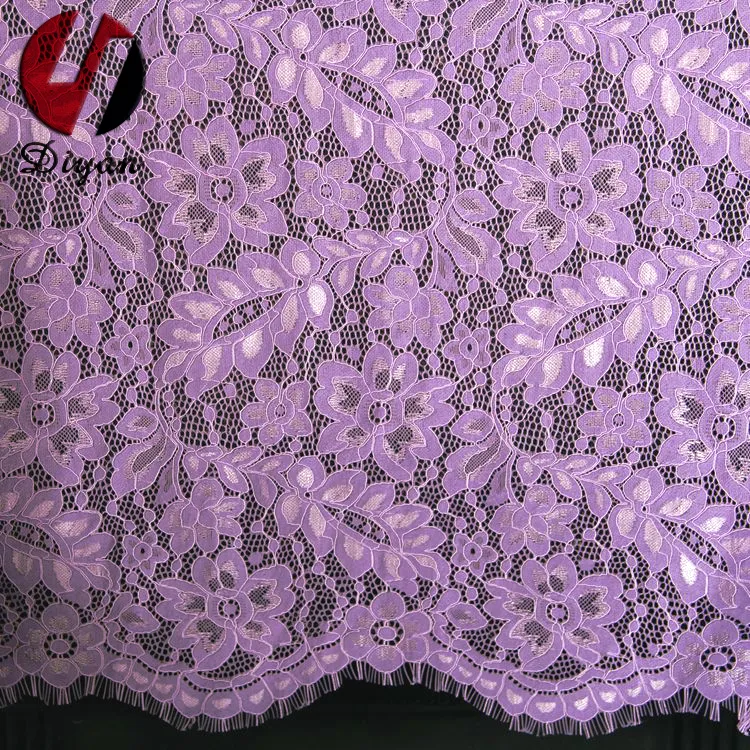 High Quality EMBROIDERY EYELASH COTTON LACE FABRIC FRENCH CORD LACEホタテレース