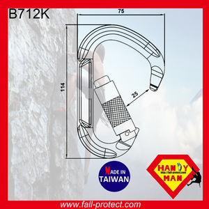 HMS Shape Taiwan Twist Lock Rock Climbing Carabiner Made Of Aluminum - Product Image 3