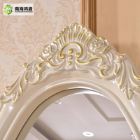 Contemporary Decorative White Silver Oval Wooden French European Style Full-Length Dressing Room Mirror Bedroom Floor Stand