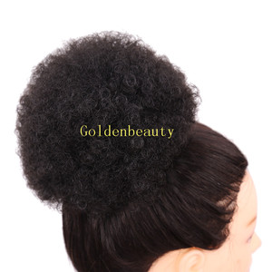 Crespo arricciato Afro ciuffo per capelli Chignon sintetico con coulisse copricapo - Product Image 2