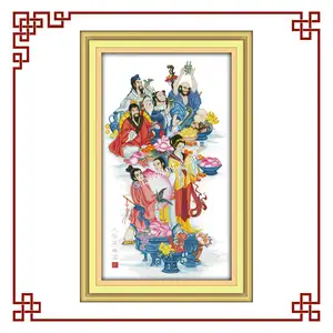 NKF les Huit Immortels : Motifs de point de croix pour féliciter un anniversaire, artisanat chinois fait main, 64 couleurs de fils, art populaire - Product Image 1