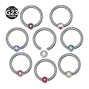 G23 Titanium CBR Piercings Nose Hoop Ear Septum Helix Gem Daith Rook Piercings