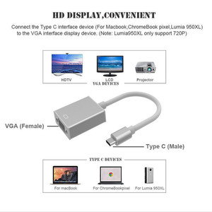 อะแดปเตอร์ USB C เป็น VGA USB 3.1 ประเภท C สายอะแดปเตอร์ USB-C เป็น VGA ตัวเมียสำหรับแมคบุ๊ค ซัมซุง หัวเว่ย กูเกิล โครมบุ๊ก เอซุส - Product Image 2