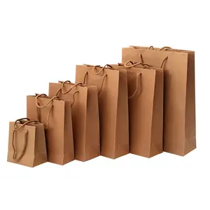 Recyclebaar Hot Koop Bruin Kraftpapier Ambachtelijke Kleine Custom Papieren Gift Bag Met Handvat