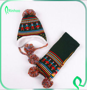 Cartoon enfant chaud laine tricoté enfants de jeu de foulard chapeau - Product Image 1