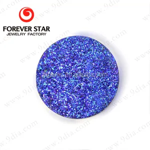 18mm Round Shape Purplish Blue Color Natural Drusy Stone For Jewelry