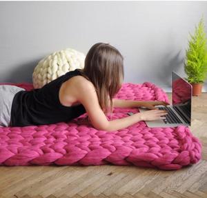 Tapis décoratif en coton pour femmes, tricoté à la main, super épais, en feutre mérinos, verre, <span class=keywords><strong>plaid</strong></span>, instrument 100 en laine, fabrication - Product Image 2