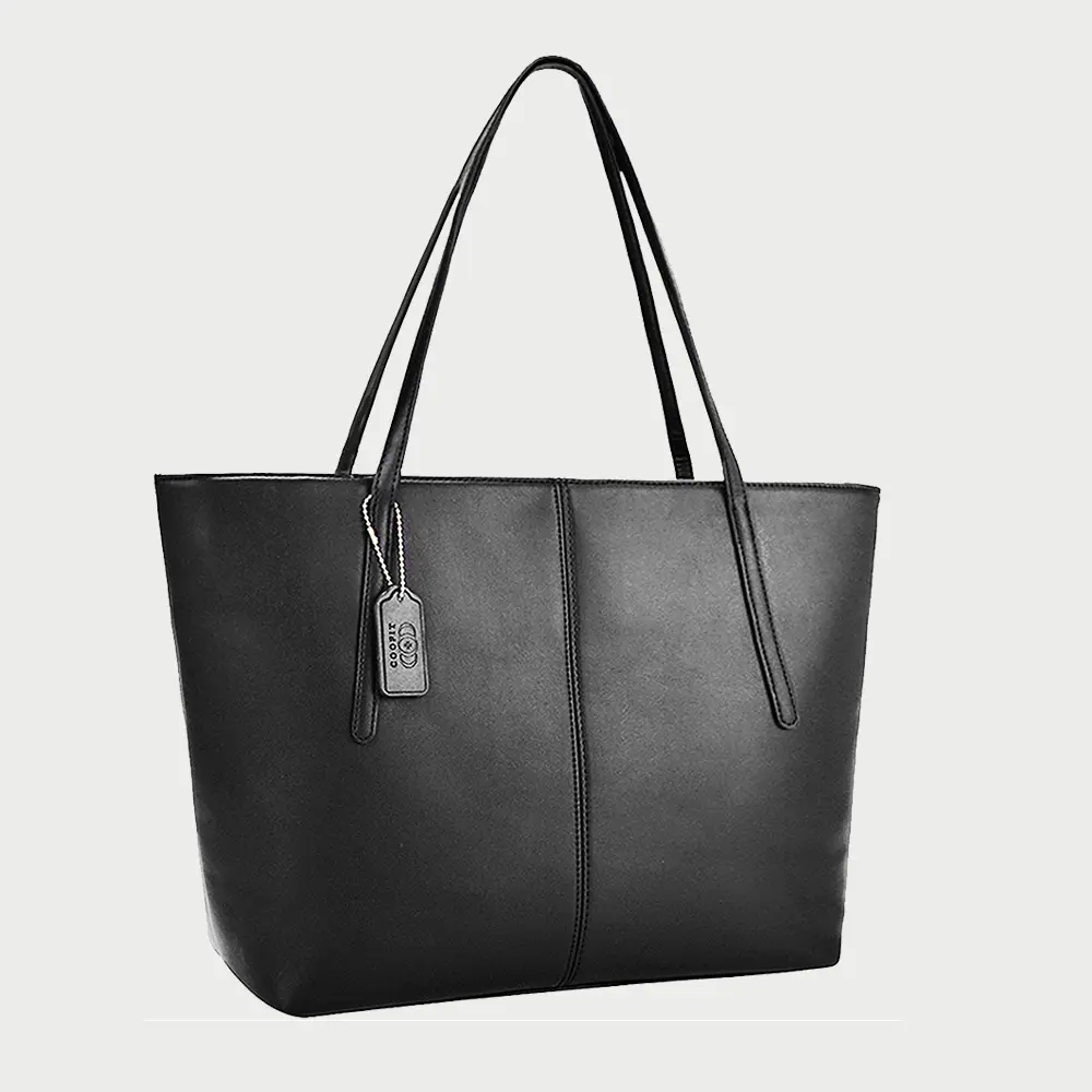 Woman Leather Zipper Logo designer luxury Handle Lady Hand Small Shopper Tote Bag Black