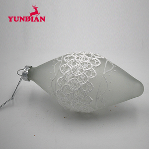 Vente en gros 80mm blanc dépoli <span class=keywords><strong>boule</strong></span> ornement de haute qualité en forme d'olive décoration décorative suspendue pour arbre de Noël - Product Image 6
