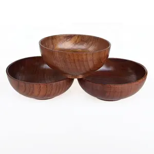 Bol classique en bois de Jujube naturel fait à la main de 18 cm bol de nouilles de soupe Anti-brûlure