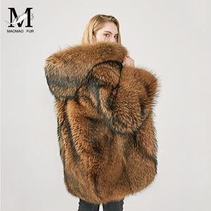 Abrigo de Invierno para <span class=keywords><strong>Mujer</strong></span>, Marca Mao Mao, Transpirable, Súper Cálido, <span class=keywords><strong>con</strong></span> <span class=keywords><strong>Capucha</strong></span>, de Piel de Mapache Genuina - Product Image 6