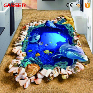 Gasser Full Color UV Printed Decal Bathroom Tile Decorative 3D Floor Sticker Anti-slip <strong>Removable</strong> Self-adhesive <strong>Vinyl</strong> Promotional - Product Image 5