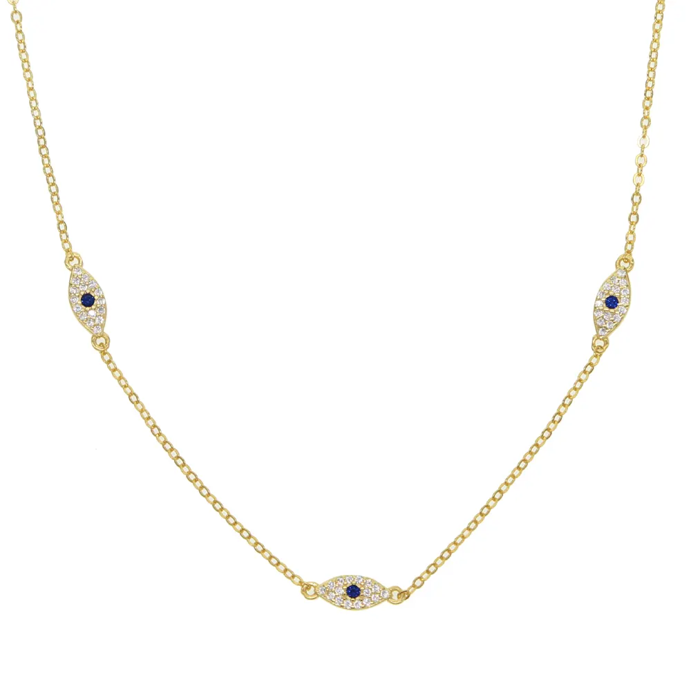 100% 925 sterling silver minimal delicate chain necklace bracelet 3 pcs cute lovely eye charm choker elegance girl women gift