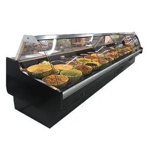 Di lusso Singolo stile temperatura Display refrigerato deli refrigeratore frigorifero/frigorifero/frigorifero porta in vetro curvato servire contatore