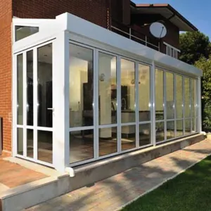 美丽的室外阳光房，钢化玻璃，铝框玻璃日光室，温室