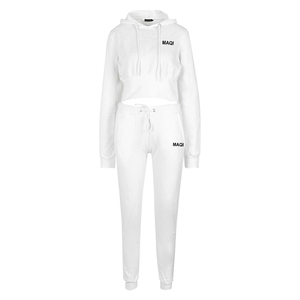 A <span class=keywords><strong>vita</strong></span> <span class=keywords><strong>alta</strong></span> <span class=keywords><strong>jogger</strong></span> set di donna crop felpe con cappuccio delle donne <span class=keywords><strong>jogger</strong></span> set 80% cotone 20% poliestere donne dei vestiti tuta - Product Image 3