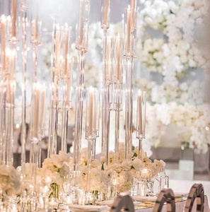 Chandelier en cristal avec des ouragans abat-jour cheminée tubes pour la décoration de table pièces - Product Image 1