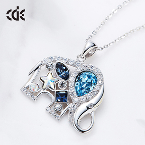 CDE YP1293 Fine 925 เครื่องประดับเงินสเตอร์ลิงสร้อยคอสัตว์ขายส่งคริสตัลกระดูกไหปลาร้าโซ่ช้างสร้อยคอจี้