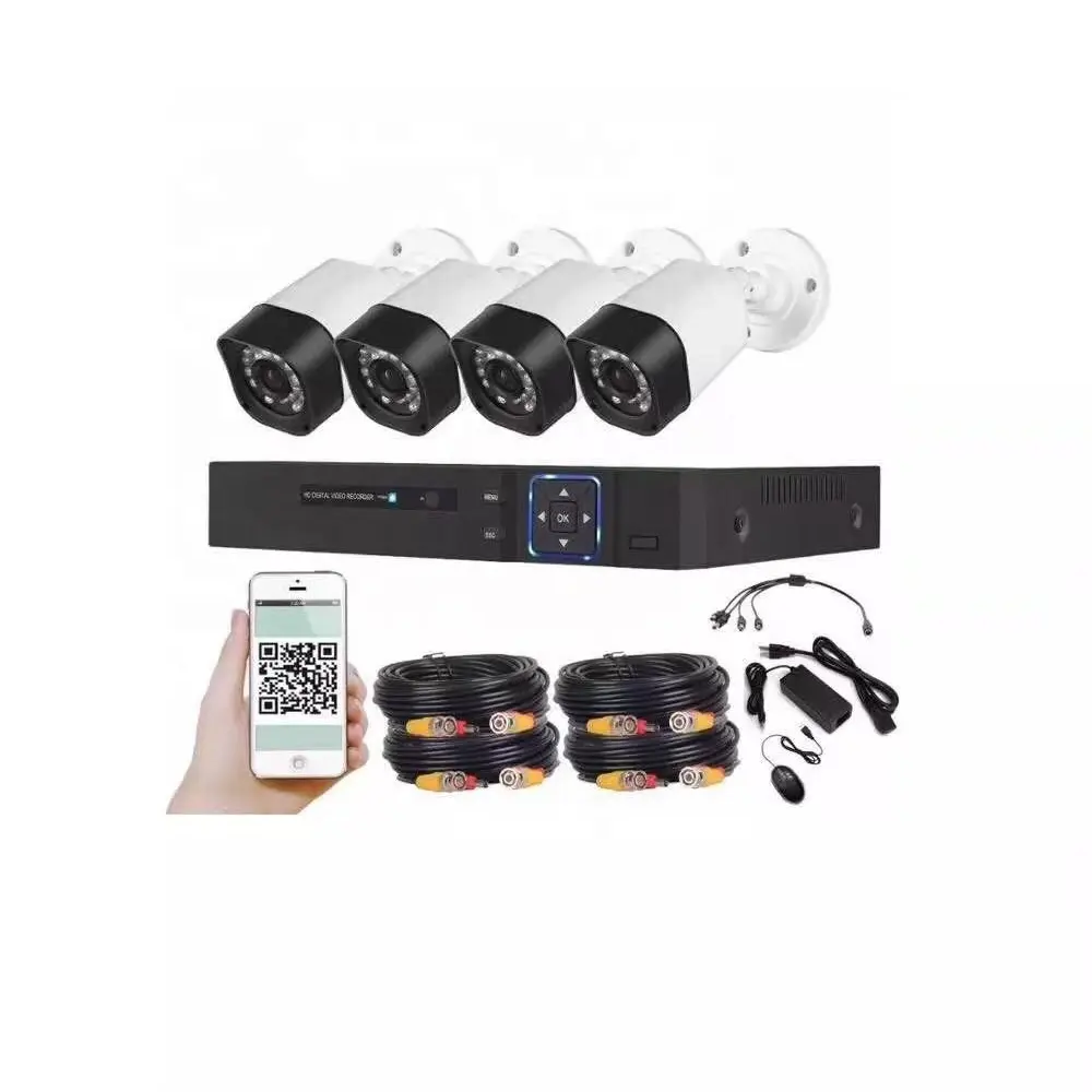 Система видеонаблюдения с домашней сигнализацией в пластиковом корпусе, аналоговая CMOS-камера с датчиком, 1080P, 4 канала, ahd DVR, комплект видеонаблюдения