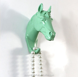 polyresin cavallo colorato lucido testa del gancio a parete decoartion - Product Image 2